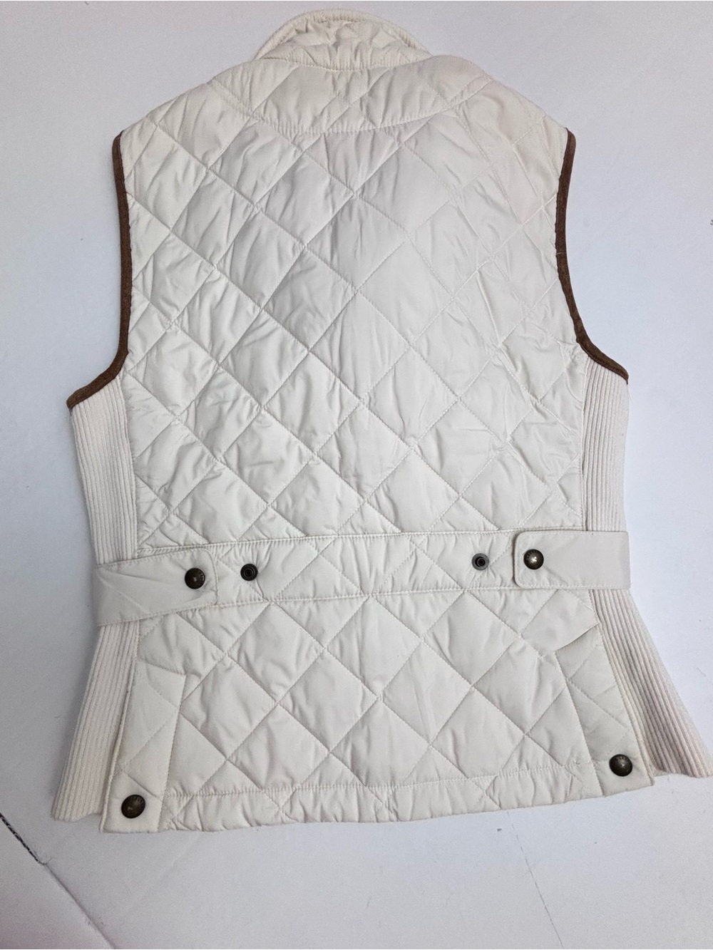 Polo by Ralph Lauren Sport Quilted Vest Suede Cream Equestrian Old Money Medium - Picture 2 of 13